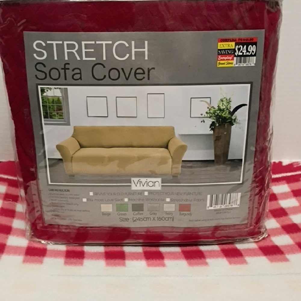 Viviana Deep Red Stretch Sofa Cover